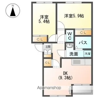 ルーエンハイムB【2階】の間取り