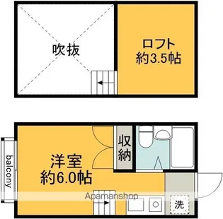 グランドール三ツ木中原【210号室】の間取り