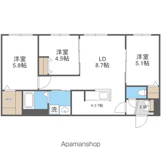 GRAN BACH麻生(グランバッハ麻生)【3階】の間取り
