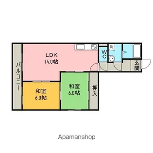 グリーンF共和【401号室】の間取り