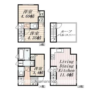 東京都墨田区墨田1丁目【一戸建】の間取り
