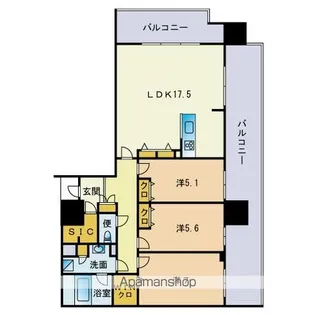 パティオスタイル照葉【801号室】の間取り