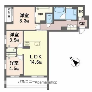 シャーメゾン トレゾール【201号室】の間取り