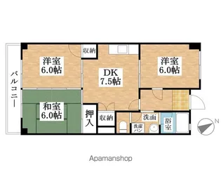 布袋セントラルハイツ【2E号室】の間取り