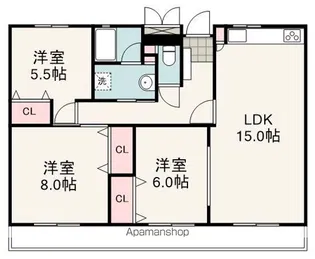 AVENIR大岩【201号室】の間取り