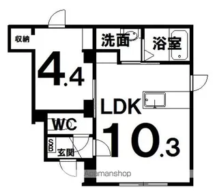PORTE若松【102号室】の間取り