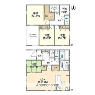 千葉県野田市野田【一戸建】の間取り