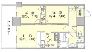2LDKの間取り画像