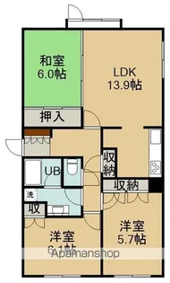 シャトーム若松町【102号室】の間取り