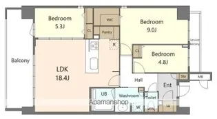 SーRESIDENCE百道AUREATE【7階】の間取り