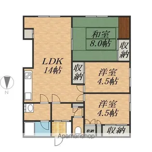 北海コーポ【1階】の間取り