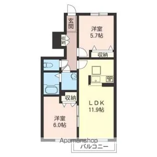 グリナージュ【102号室】の間取り