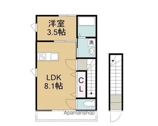 CASA PACIFICA 喜田村【201号室】の間取り