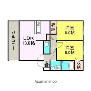 ランドベアー21【D202号室】の間取り