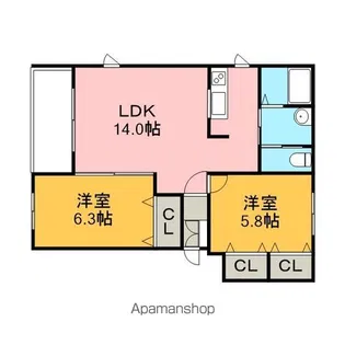グレースガーデンⅠ番館【401号室】の間取り