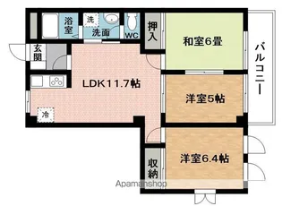 グランディス21NABARI【3階】の間取り