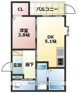 福岡県福岡市博多区竹下1丁目【アパート】の間取り