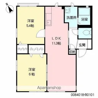 シェトワ弐番館【1階】の間取り