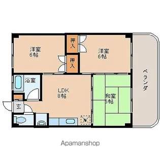 コーポ安谷屋【1階】の間取り