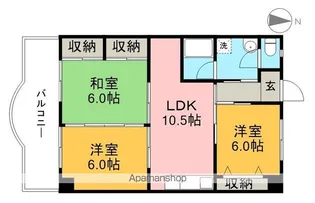 カーサ一ツ橋【1階】の間取り