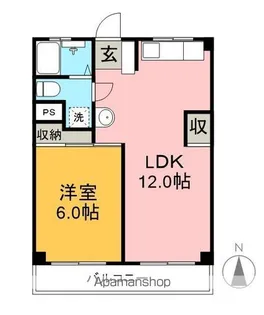西川マンション【4階】の間取り
