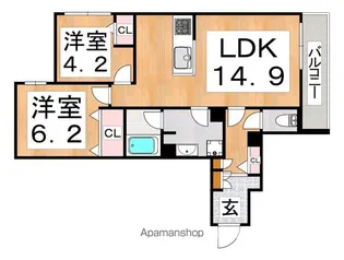 シャーメゾン松永【302号室】の間取り