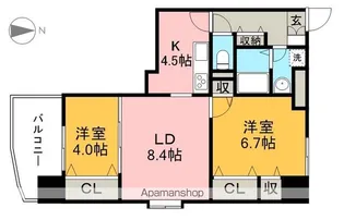 オブジェ朝倉【5階】の間取り