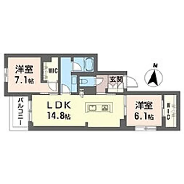 サティス・ヴィータ【102号室号室】の間取り