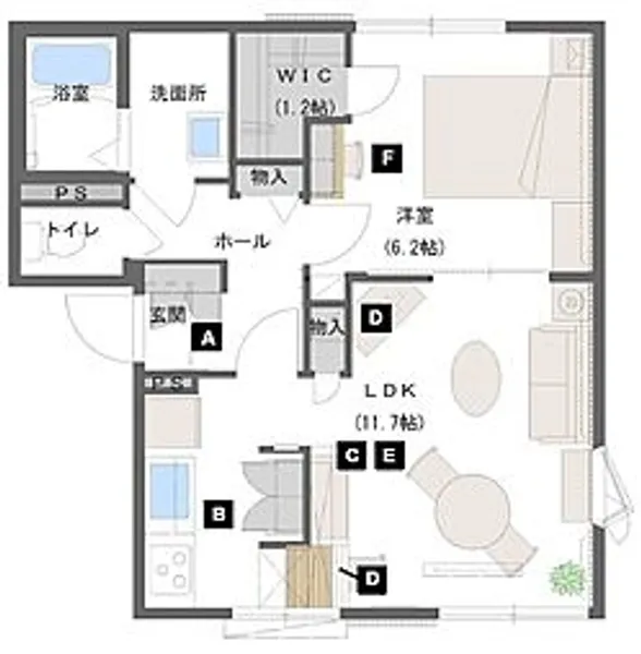 フラッツ山下A【1階】の間取り