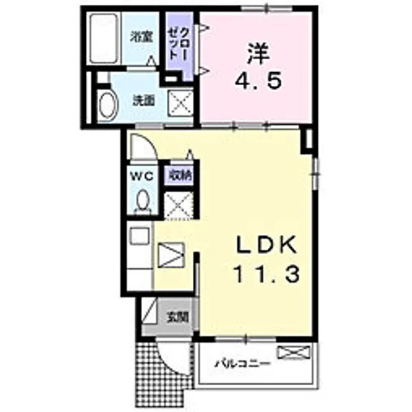 フラン エスパースA【1階】の間取り