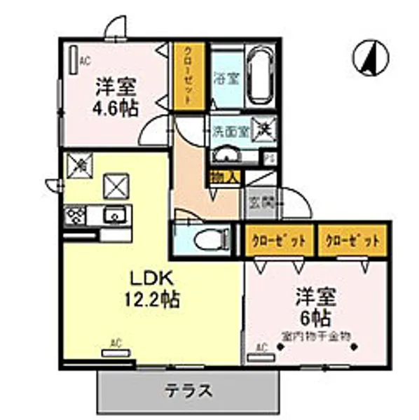 シャンティーユ大竹山II【1階】の間取り