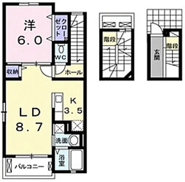 カーサ ドルチェ I【3階】の間取り