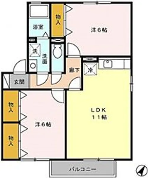 ウール クロッシェB棟【2階】の間取り