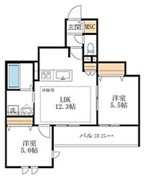 グリーンリーブズ稲荷山【2階】の間取り