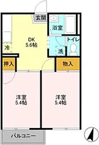 レスポワールハネサ【1階】の間取り