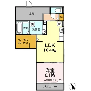 サイクルメゾン大工町【2階】の間取り
