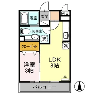 ルミエールヤナセ B【2階】の間取り