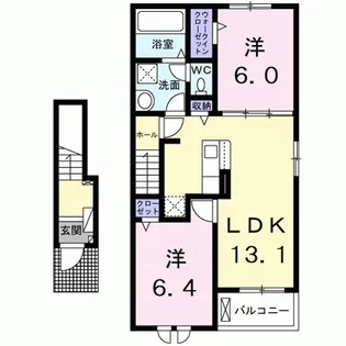 サンリットベルA棟【2階】の間取り