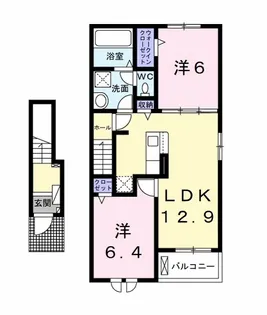 ヴィラ アンソレイユⅠ【2階】の間取り
