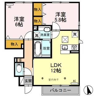 メゾンソレイユ B【1階】の間取り