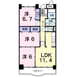 エクセレント甲府【5階】の間取り