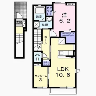 ヴィラ ロータス A【2階】の間取り