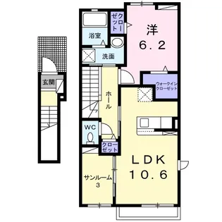 K‘s ル・クープル Ⅸ【2階】の間取り
