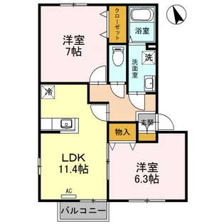 D’フレアタウン長宮 III【2階】の間取り