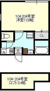 ベイルーム弘明寺Ⅱ【2階】の間取り