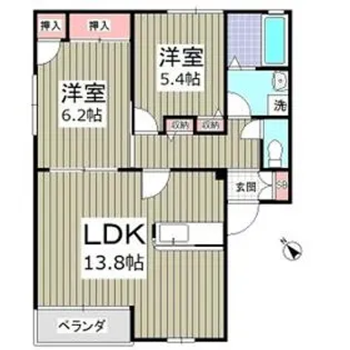 グランドハイツC棟【2階】の間取り
