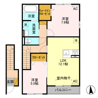 シルクロード 万葉 B【2階】の間取り