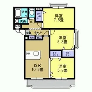 華美が丘 参番館【1階】の間取り