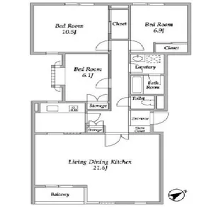 ヒルクレスト上原【2階】の間取り