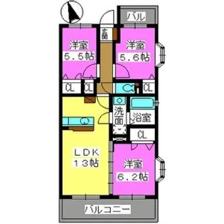 アムール空港南【303号室】の間取り